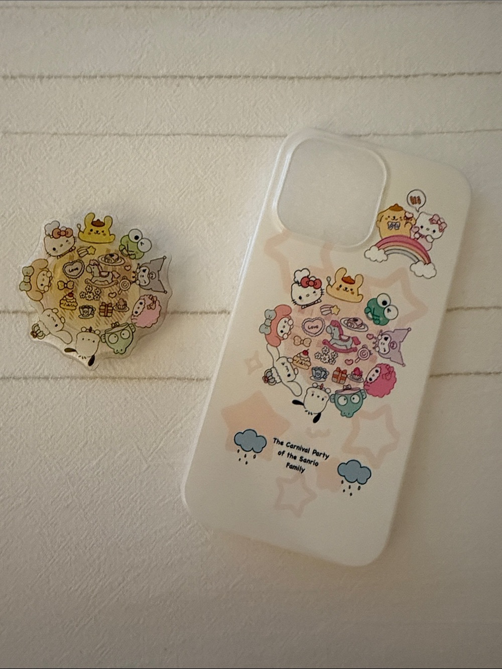 Sanrio White/Pastel Character iPhone Case with Matching PopSocket
